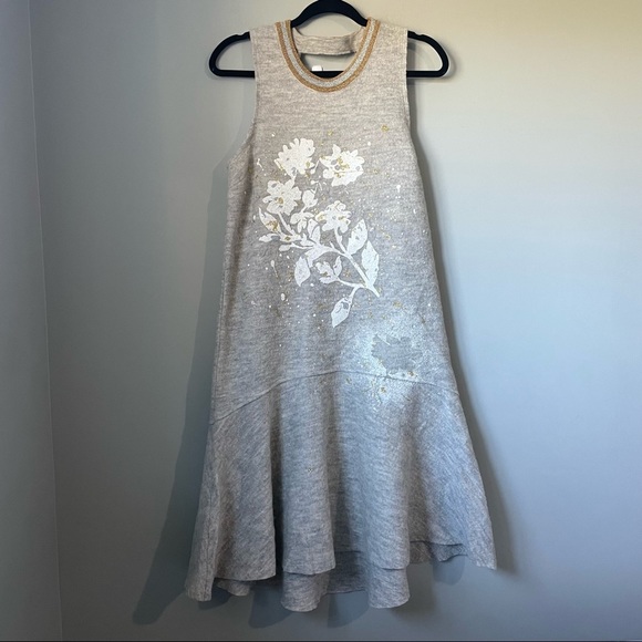 AnthropologieGray Knitted and Knotted Drop Waist Short Casual Dress size small - Picture 5 of 12